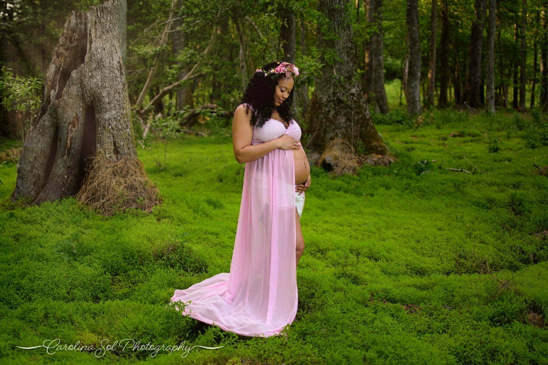 Fine Art Calabash Maternity Photography in forest.