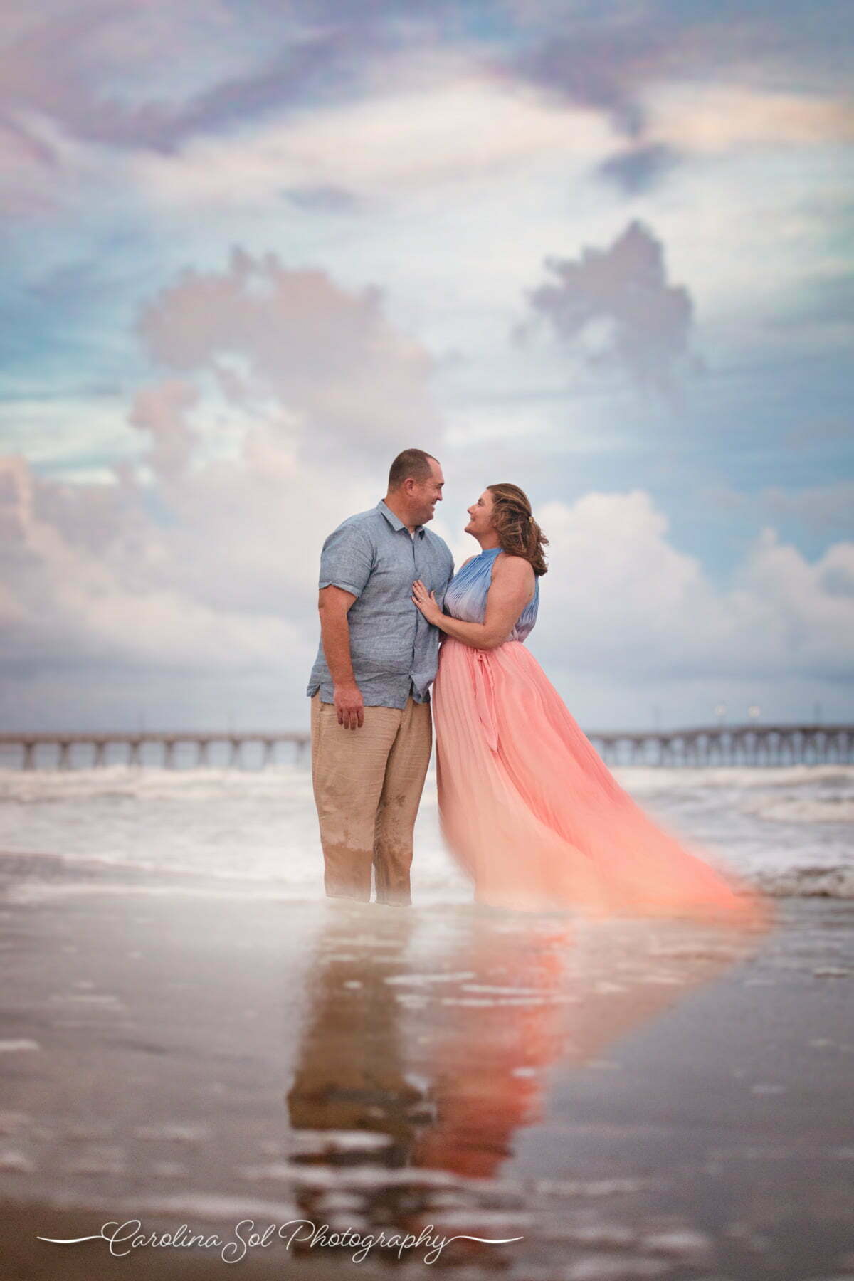 Sunset beach pregnancy announcement after successful ivf treatment.