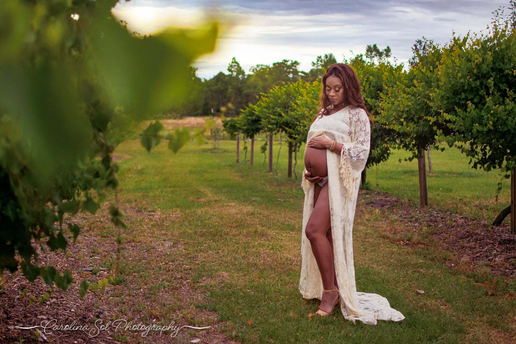 Fine art maternity photography outdoor portrait near Shallotte in Brunswick County, NC.