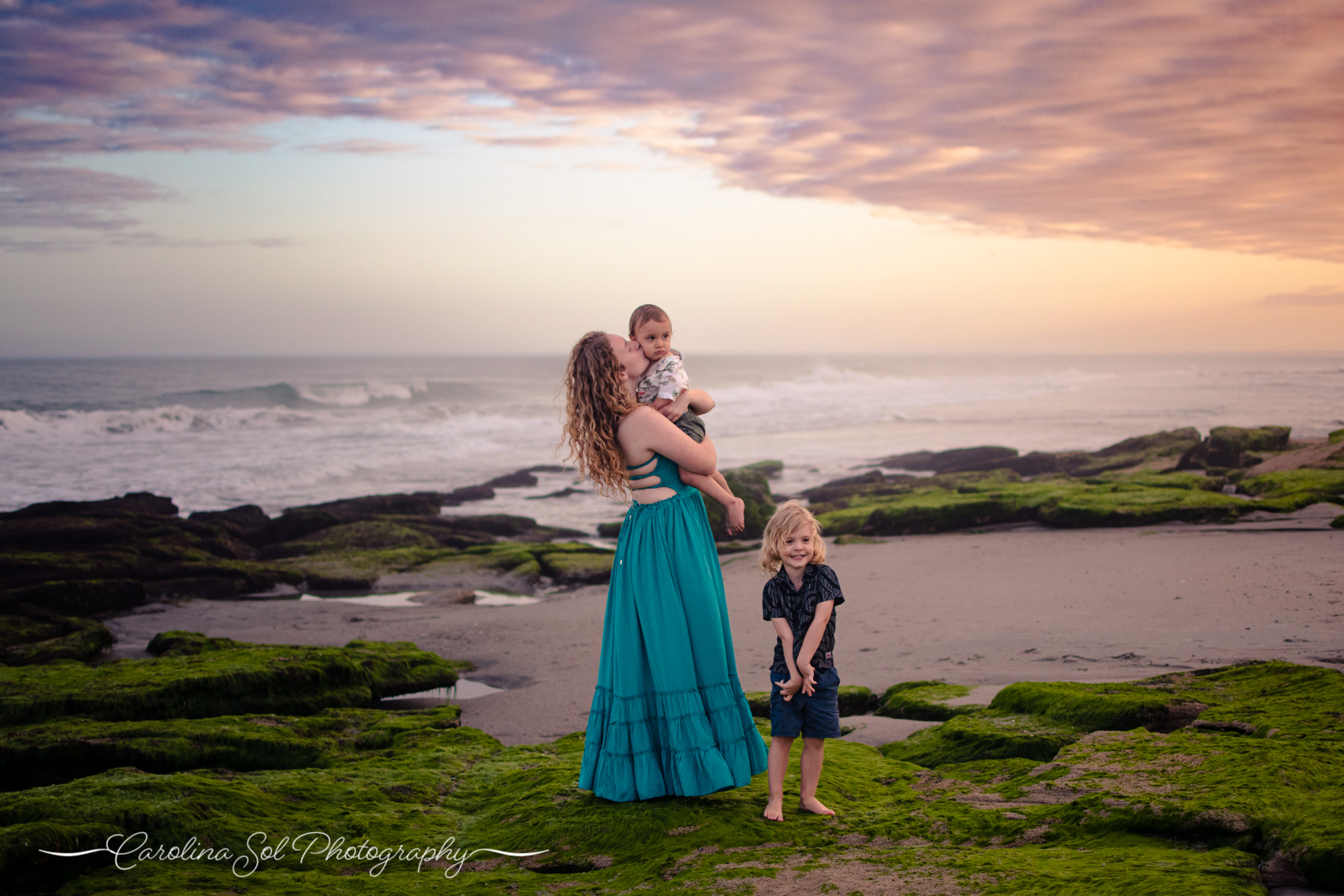 Lifestyle family photography Kure Beach NC sunset.