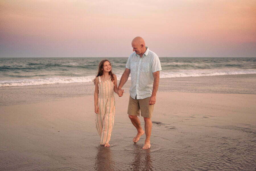 Family portrait photography Wrightsville Beach NC sunset.