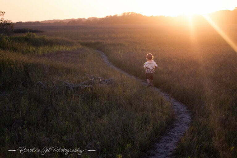 Ocean Isle Beach family photography in the marsh.