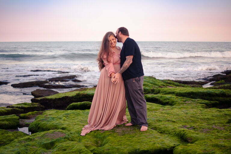 Adventure couples portrait photography session at Kure Beach, NC.
