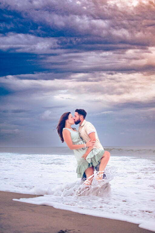 Proposal engagement photography session at Kure Beach, NC.