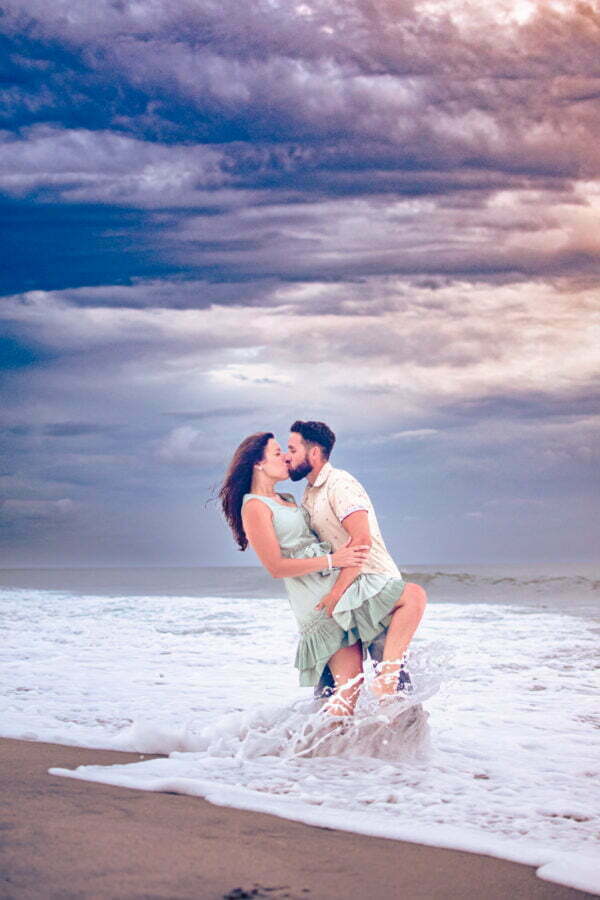Proposal engagement photography session at Kure Beach, NC.
