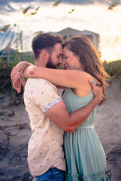 Surprise proposal engagement photography session Kure Beach, NC.