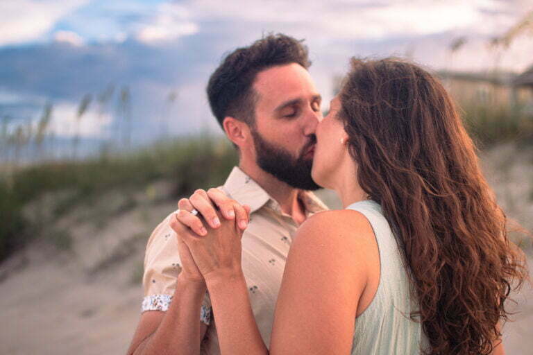 Proposal session engagement photography Kure Beach, North Carolina.