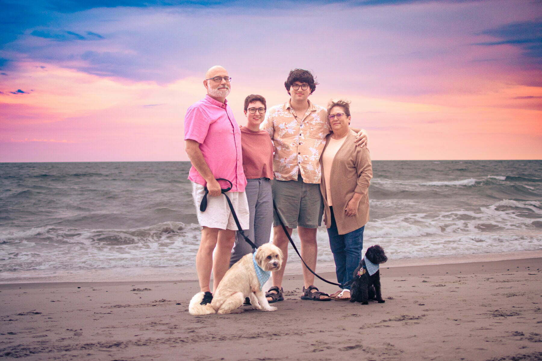 Oak Island, NC lifestyle family photography session during sunset on the beach.