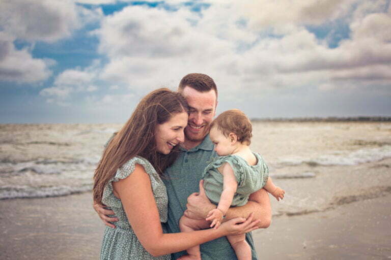 Oak Island lifestyle family photography session on North Carolina beach.