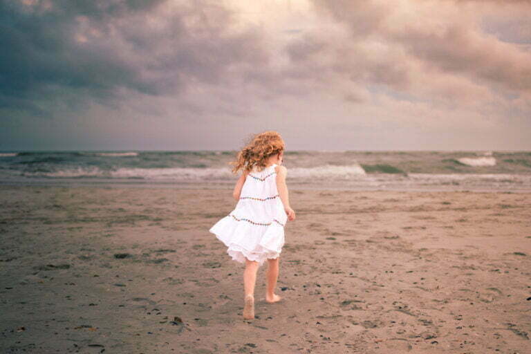 Southport family photography session on the beach at sunset North Carolina.