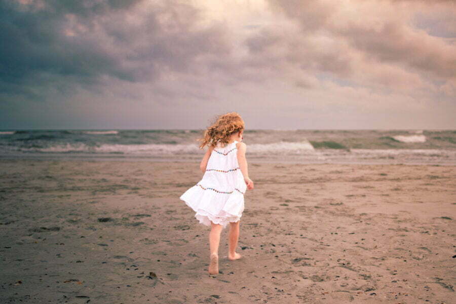Southport family photography session on the beach at sunset North Carolina.