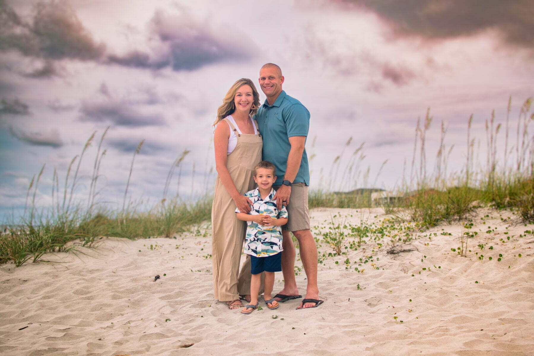 Lifestyle family portrait photography session in Ocean Isle Beach, North Carolina.