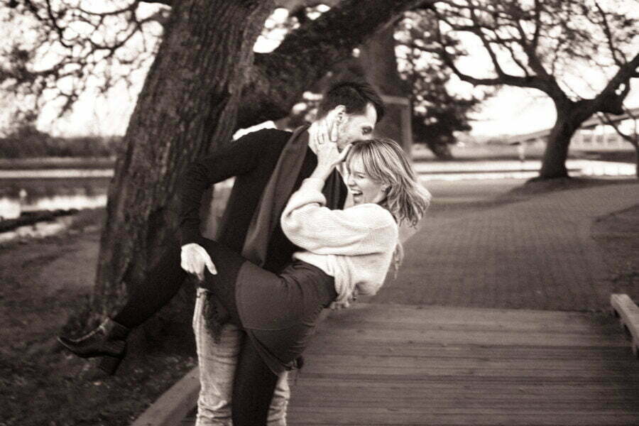 Sunset Beach, NC vintage couples engagement candid photography.