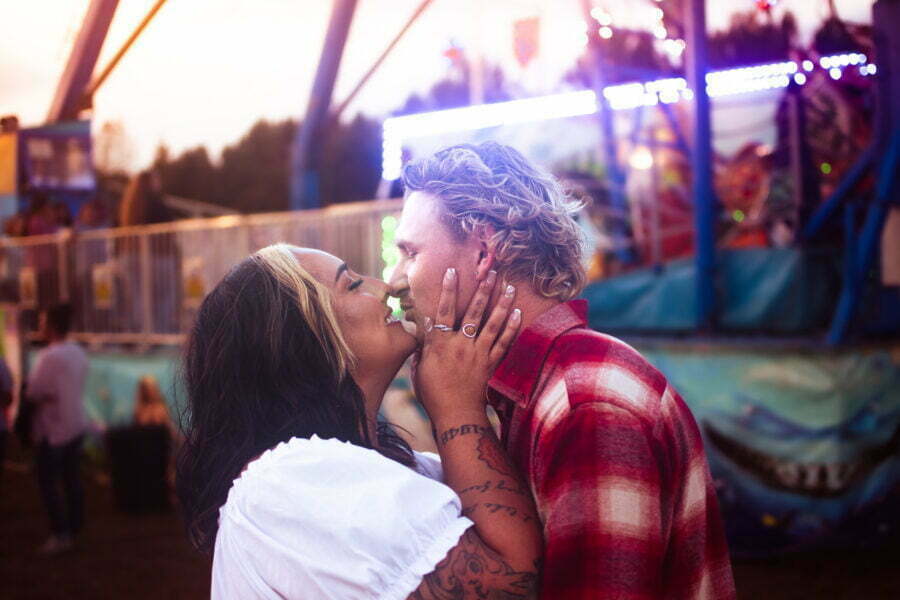 Whiteville, NC engagement couples portrait photography session at the Columbus County fair.