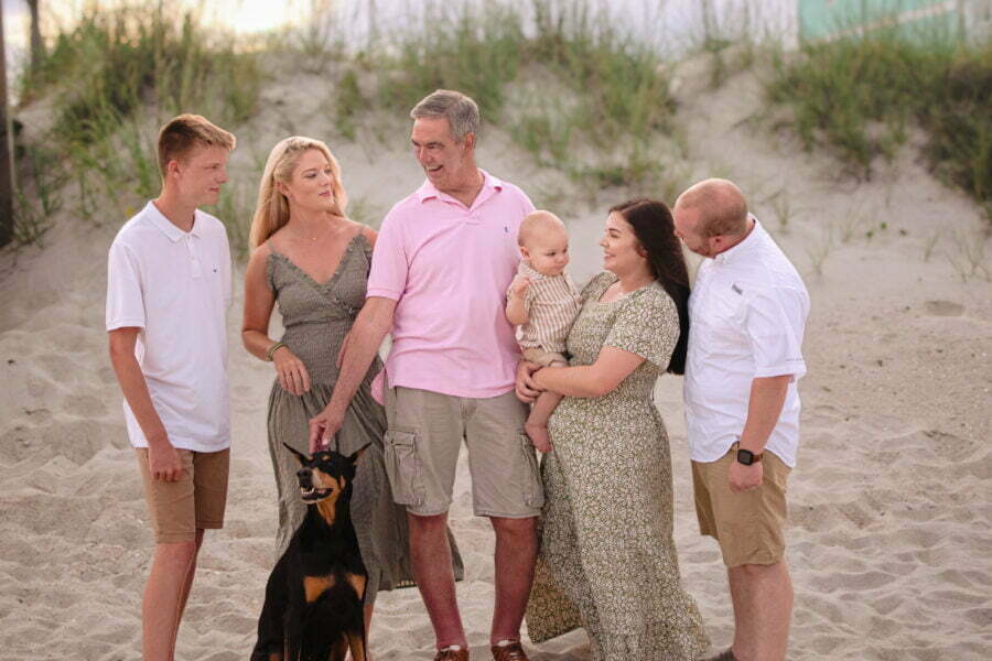 Kure Beach lifestyle family portrait photography with dog.