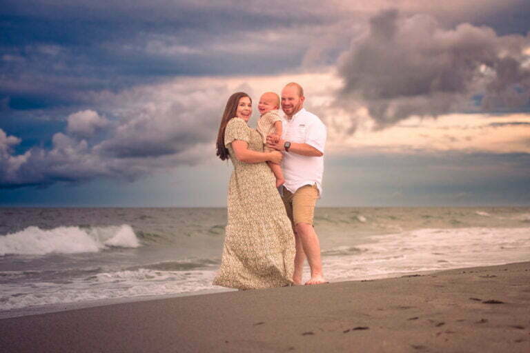 Family photography sunset session Kure Beach, NC.