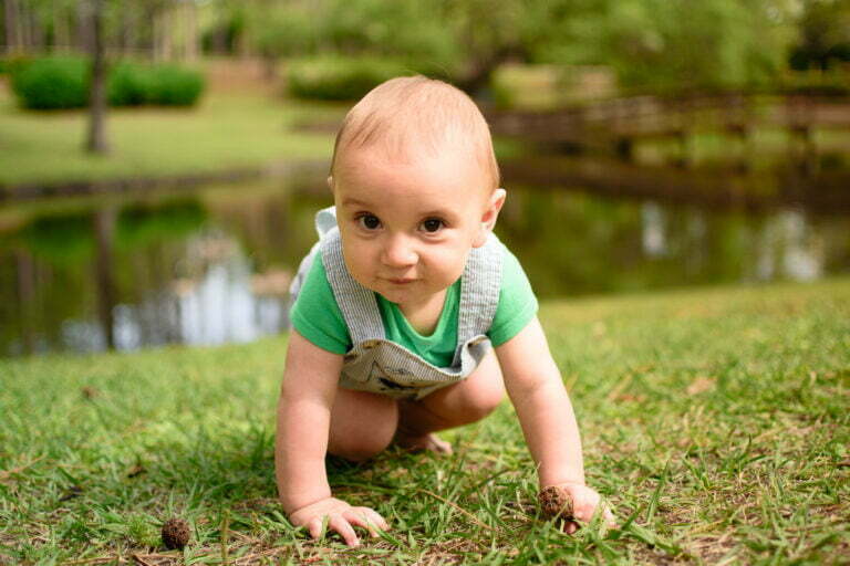 Lifestyle family photography session baby milestone in Wilmington, NC.