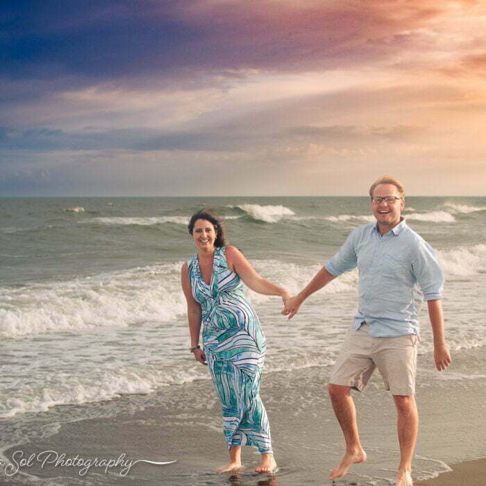Adventure couples photography Holden Beach NC portraits.