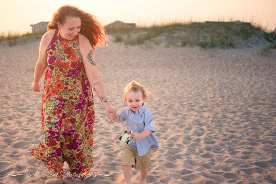 Candid mom and me photography session Holden Beach, NC.