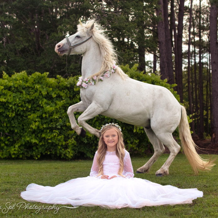 Princess and unicorn photography session Shallotte, NC.