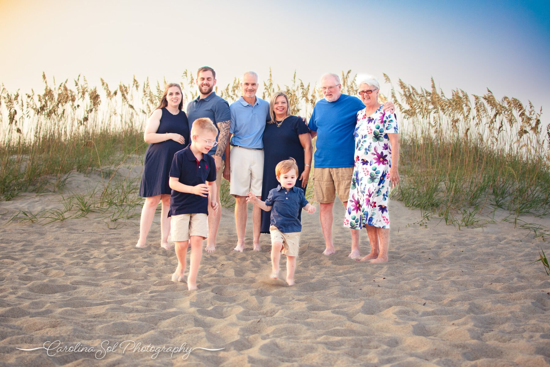 Candid lifestyle extended family photography Holden Beach, NC.