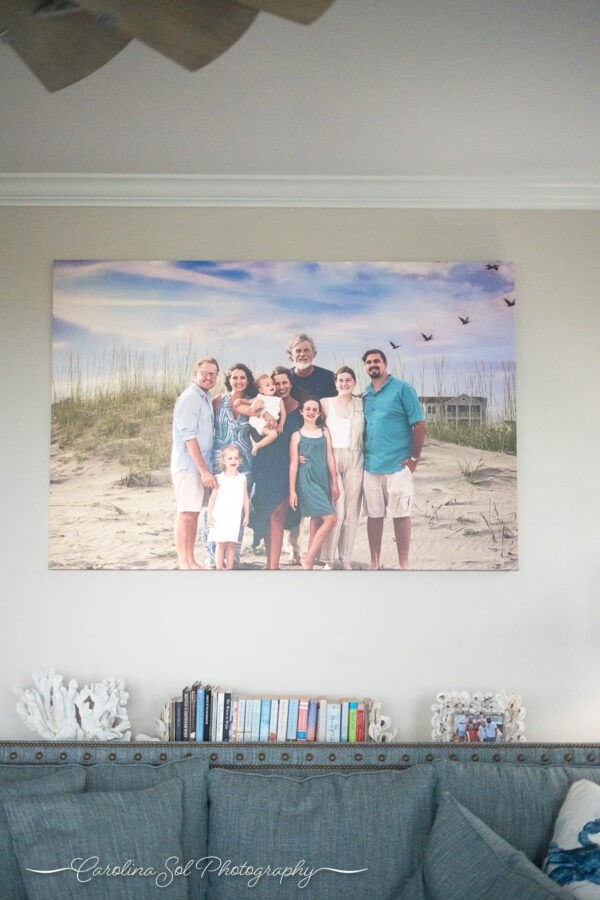40x60" Natural wrap canvas custom designed wall art photography Holden Beach, NC.