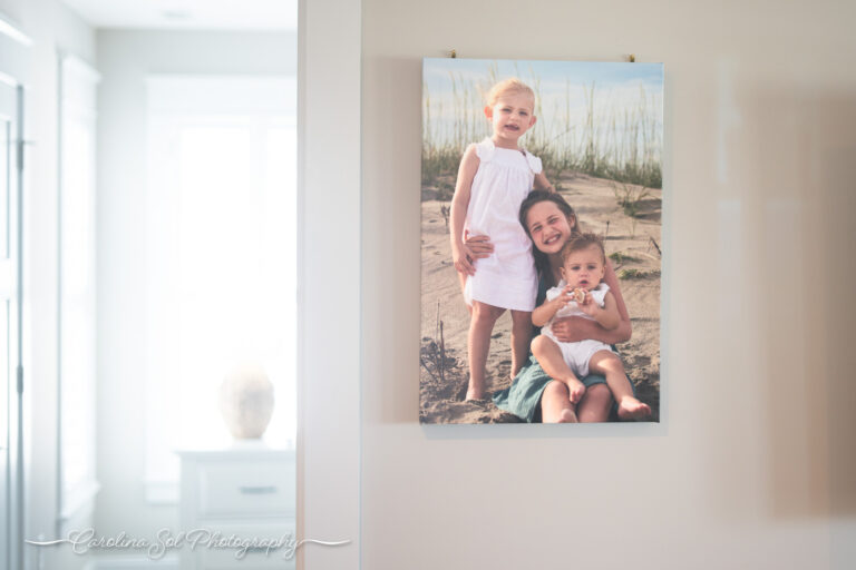 16x24" Natural wrap canvas wall art collection custom fine art family photography Holden Beach, NC.