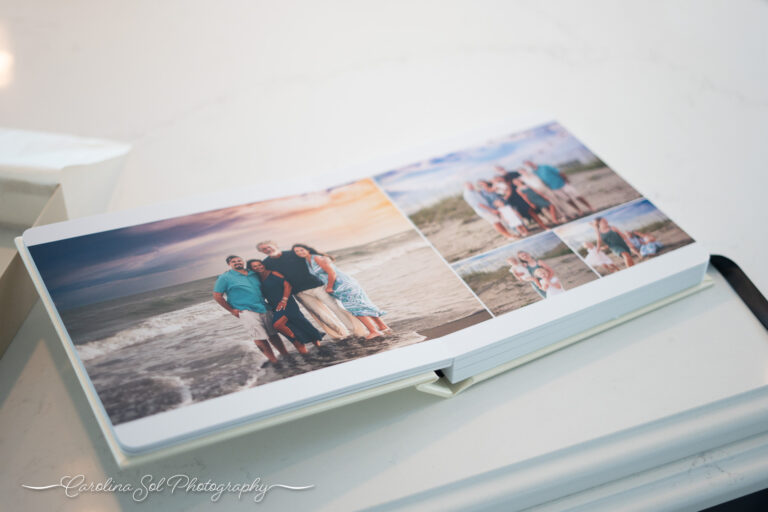 Custom designed heirloom photo album - 25 spreads by carolina sol photography.