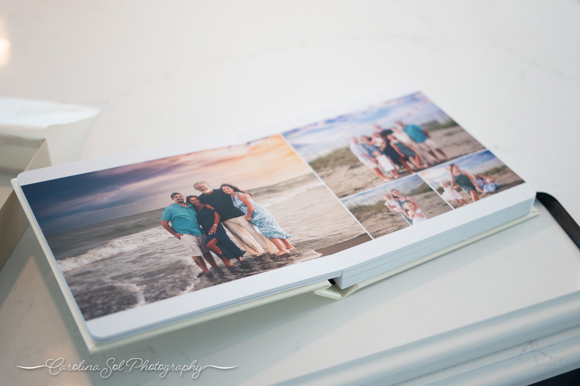 Custom designed heirloom photo album - 25 spreads by carolina sol photography.