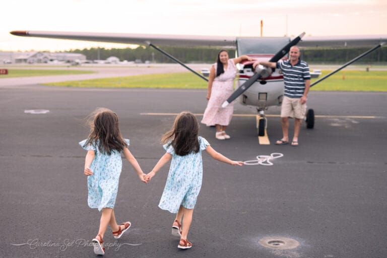 family photography airplane southport nc